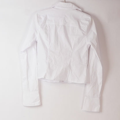 Olivaceous Cropped Single Button Collared Shirt White - M