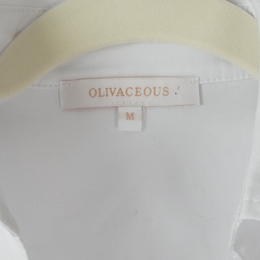 Olivaceous Cropped Single Button Collared Shirt White - M