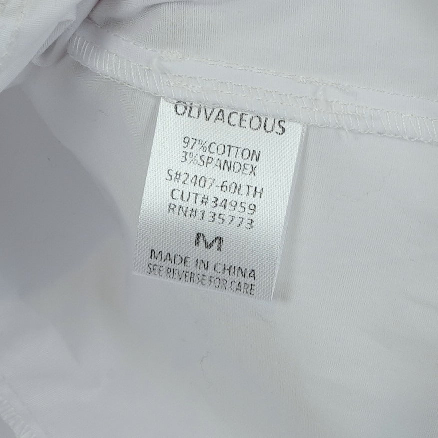 Olivaceous Cropped Single Button Collared Shirt White - M