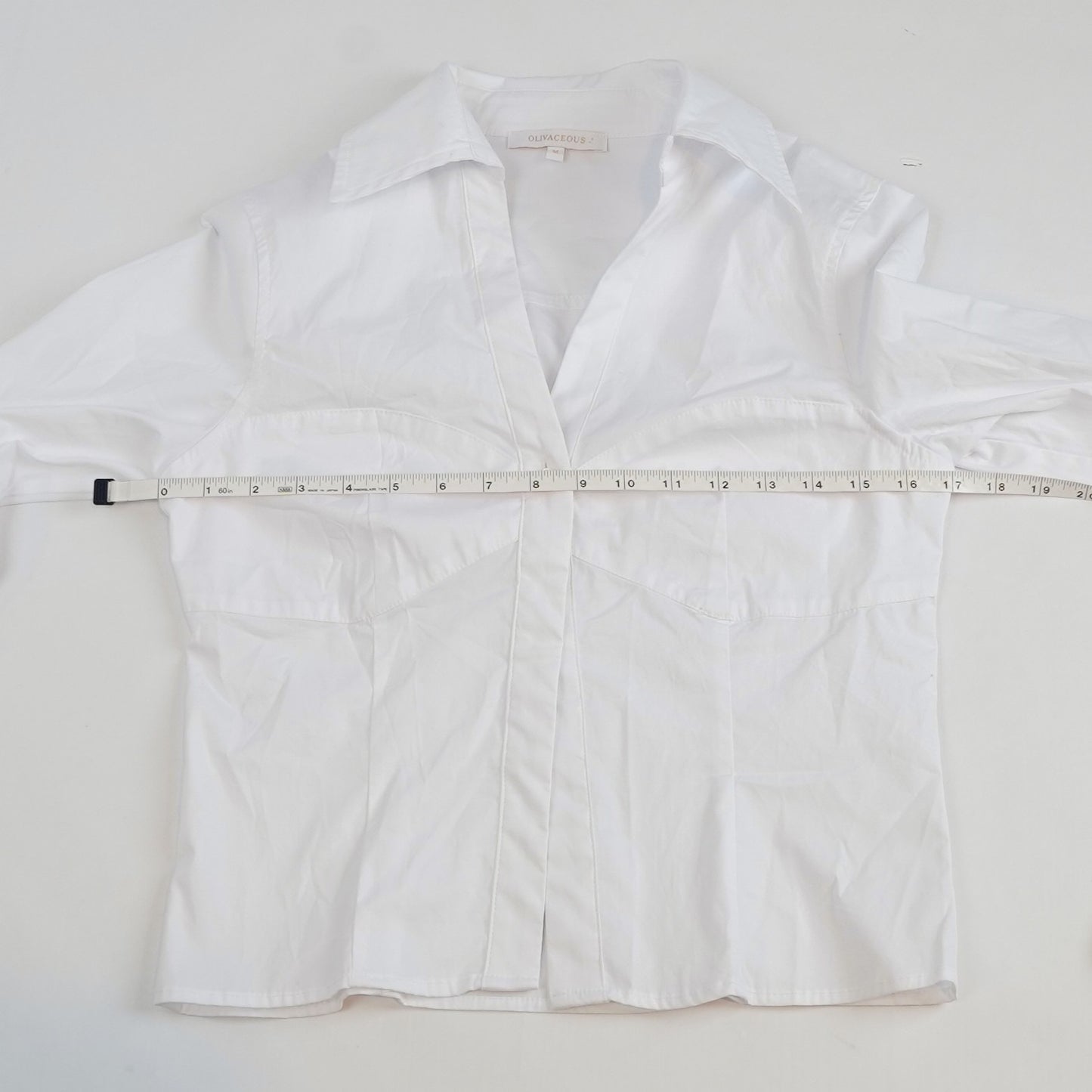 Olivaceous Cropped Single Button Collared Shirt White - M