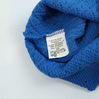 Blue Sleeveless Scalloped Hem Knit Blouse - M