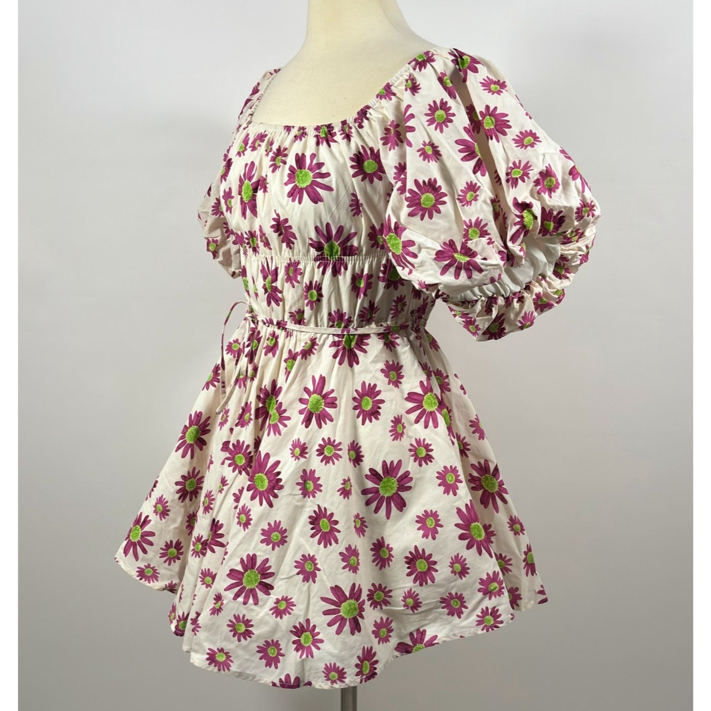 Talulah Purple Floral Off Shoulder Puff Sleeve Baby Doll Mini Dress - M