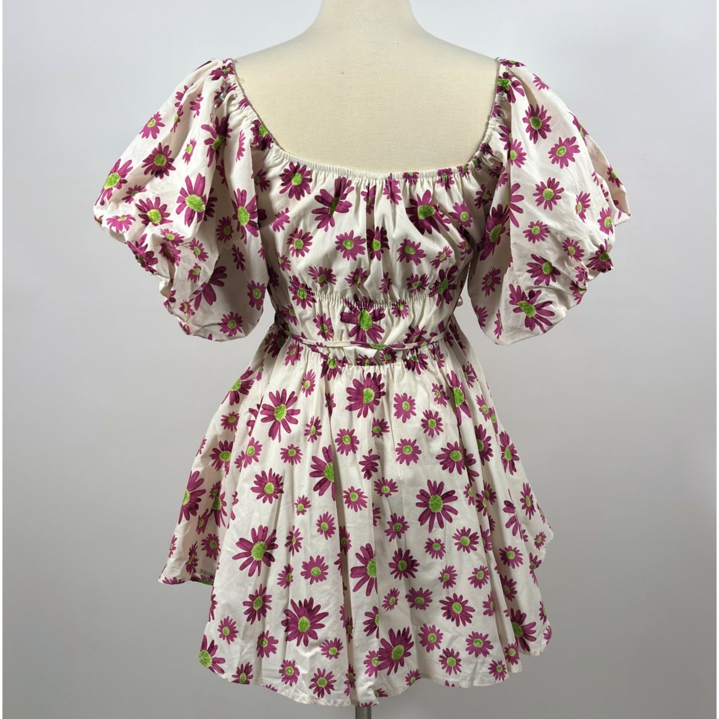 Talulah Purple Floral Off Shoulder Puff Sleeve Baby Doll Mini Dress - M