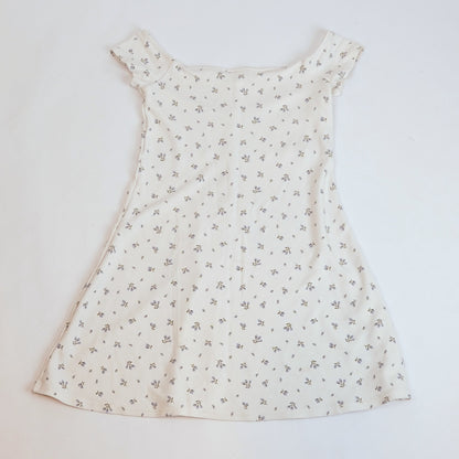 H&M Cap Sleeve Jersey Mini Dress Ditzy Floral White Blue - M