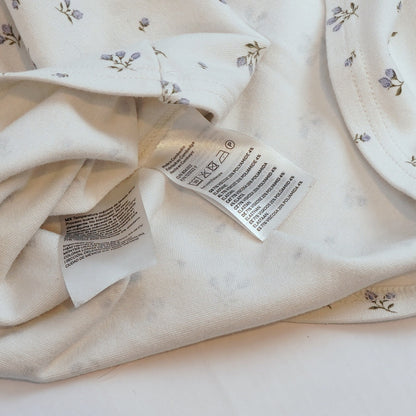 H&M Cap Sleeve Jersey Mini Dress Ditzy Floral White Blue - M