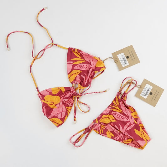 Aloe Aloe Bikini Set, Scrunch Top, Tonga Bottom, Lychee Print - S