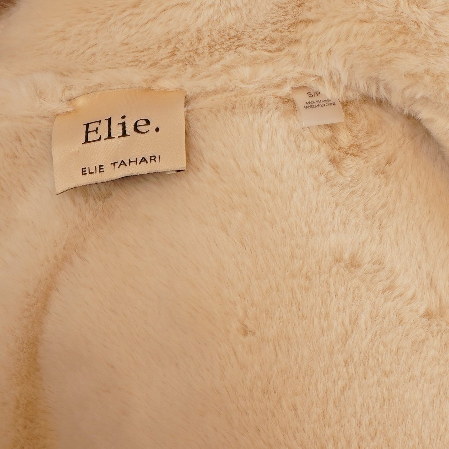 Elie Tahari Vegan Leather Fur Lined Vest Cream - S