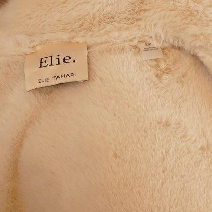 Elie Tahari Vegan Leather Fur Lined Vest Cream - S