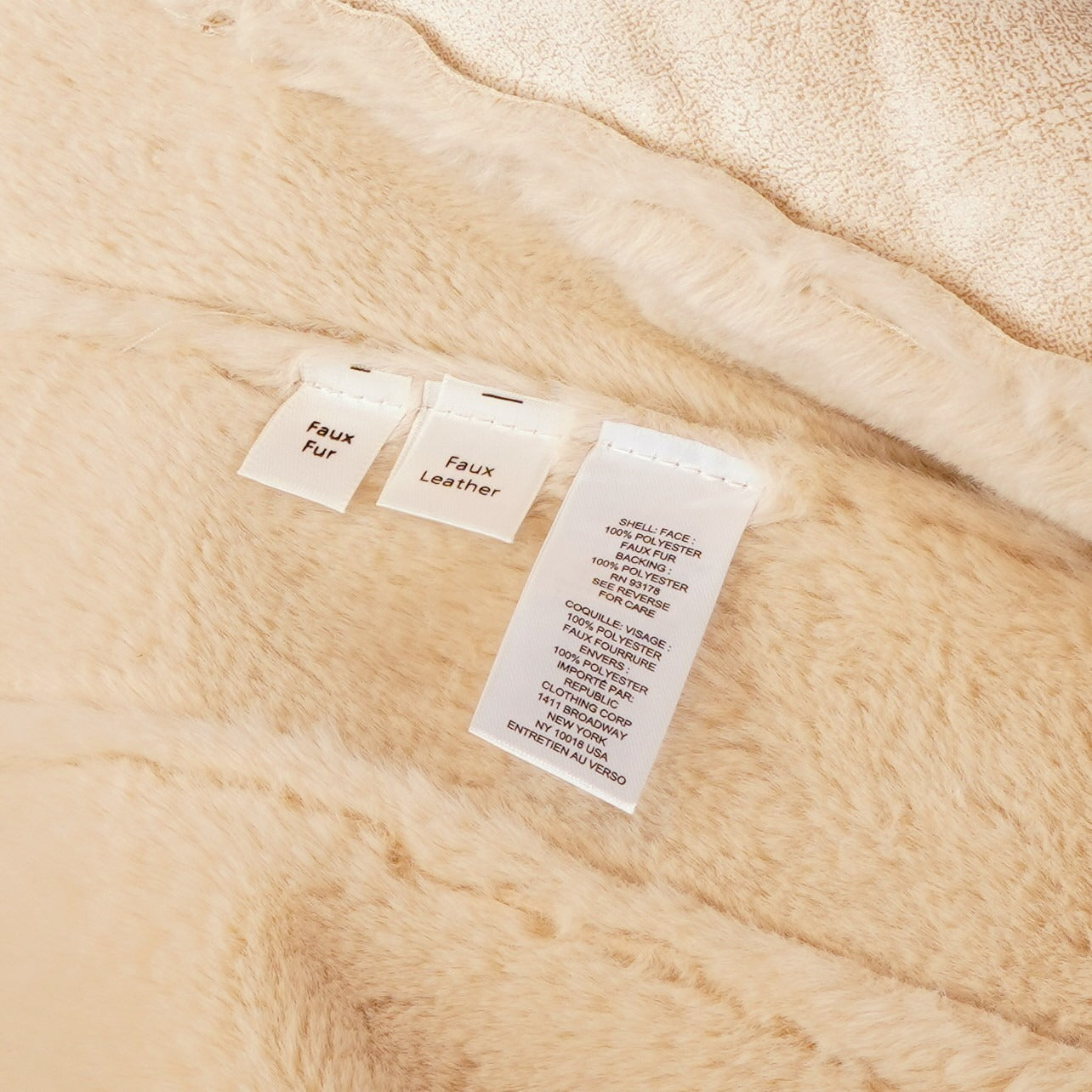 Elie Tahari Vegan Leather Fur Lined Vest Cream - S