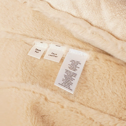 Elie Tahari Vegan Leather Fur Lined Vest Cream - S