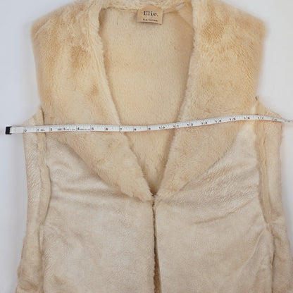 Elie Tahari Vegan Leather Fur Lined Vest Cream - S