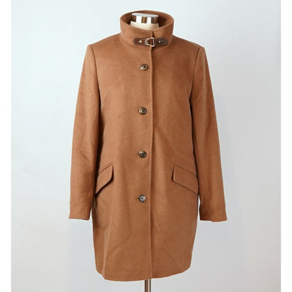Ralph Lauren Wool Blend Buckle Collar Coat Jacket Brown - 12
