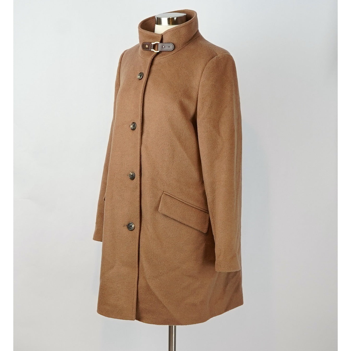 Ralph Lauren Wool Blend Buckle Collar Coat Jacket Brown - 12