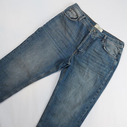 Free People Maggie Straight Leg Jeans Mid Rise Raw Hem - 30