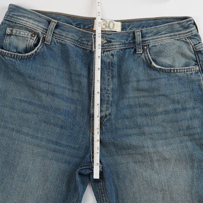 Free People Maggie Straight Leg Jeans Mid Rise Raw Hem - 30