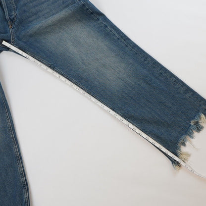 Free People Maggie Straight Leg Jeans Mid Rise Raw Hem - 30