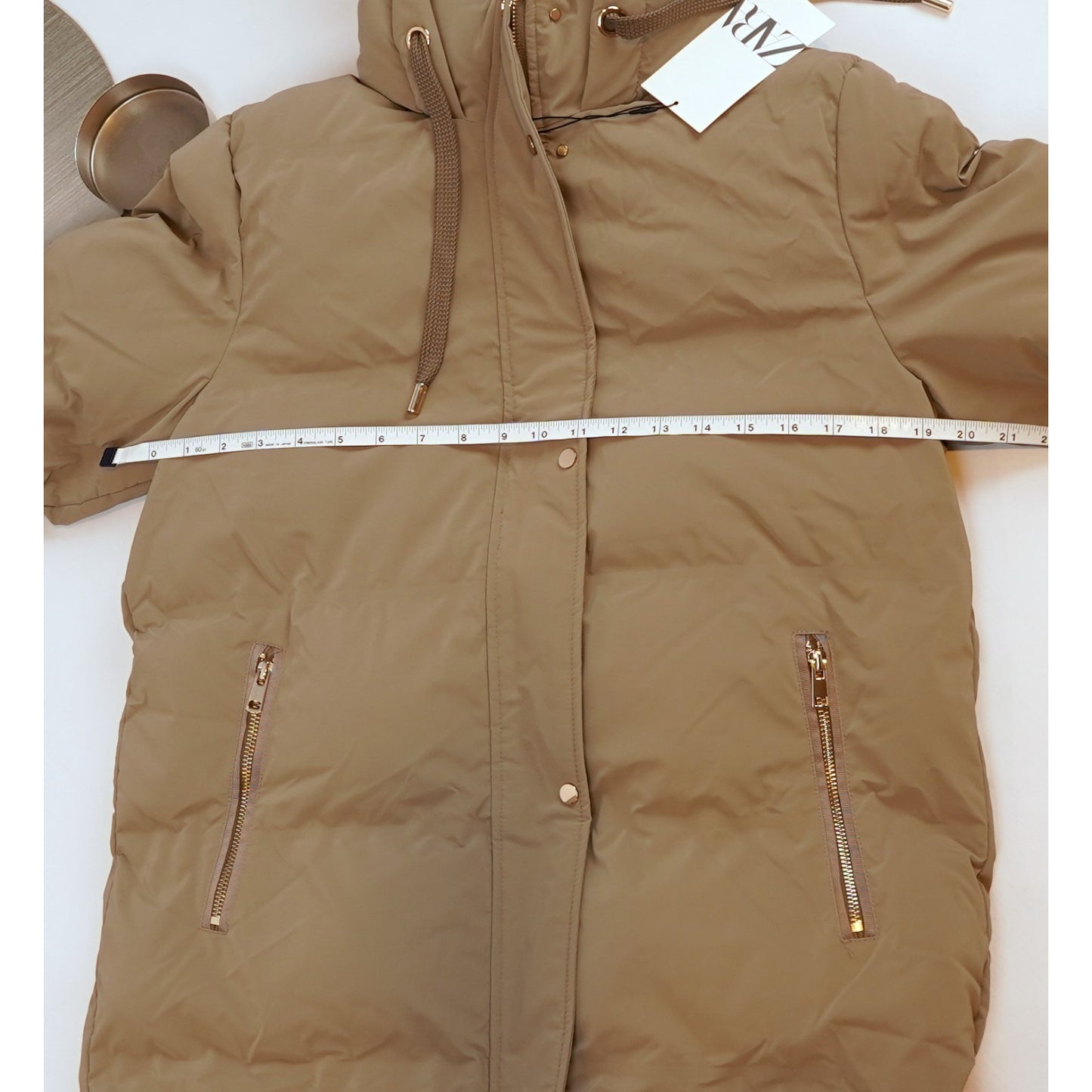 Zara Windproof Padded Anorak Puffer Coat Jacket Hooded Khaki - M