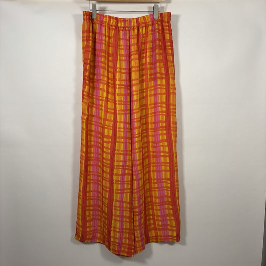 Vintage Gay Boyer Sunset Watercolor Plaid Wide Leg Satin Pants - XL/1X
