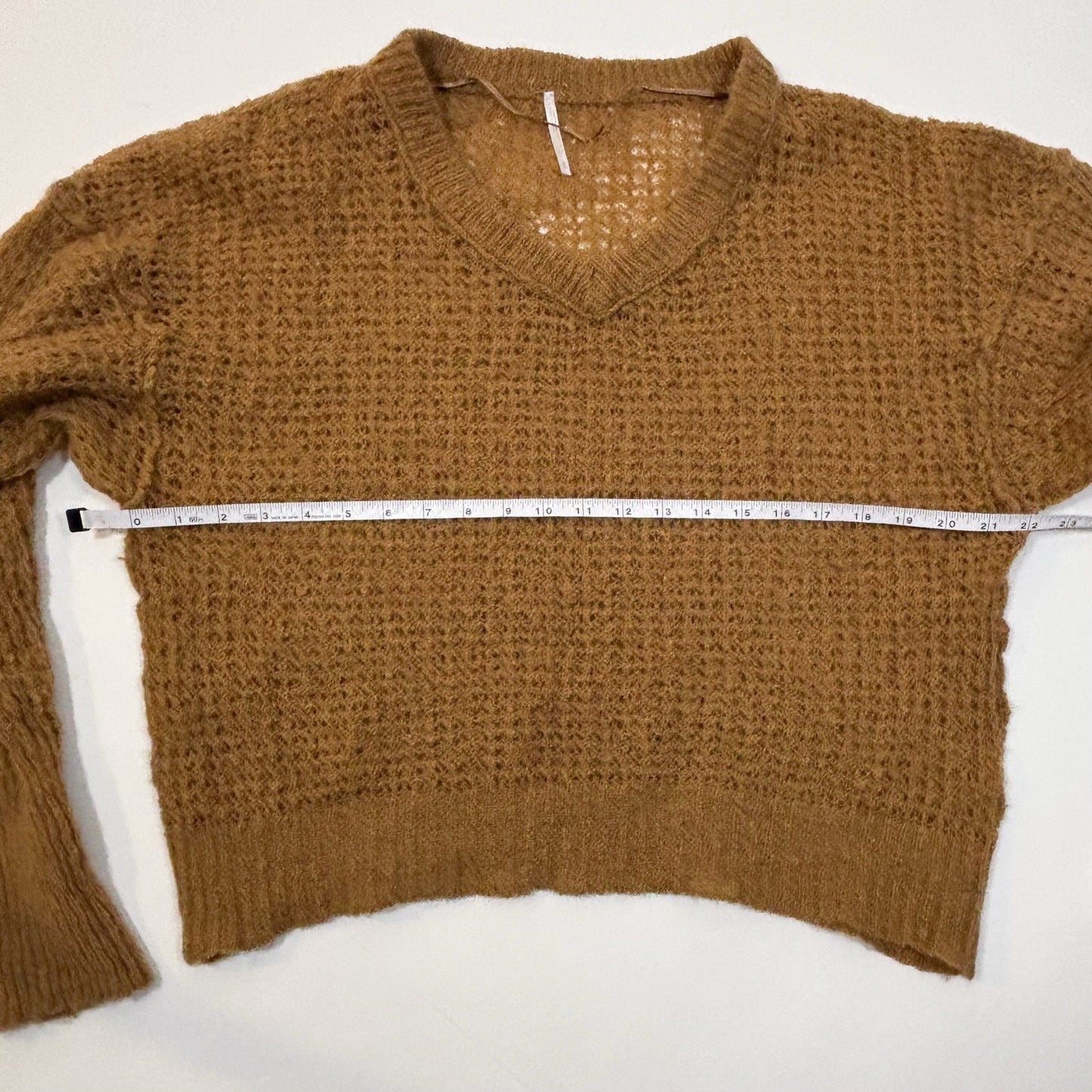 Free People Lulu Camel Open Knit Oversized Sweater Brown Wool Alpaca - XS