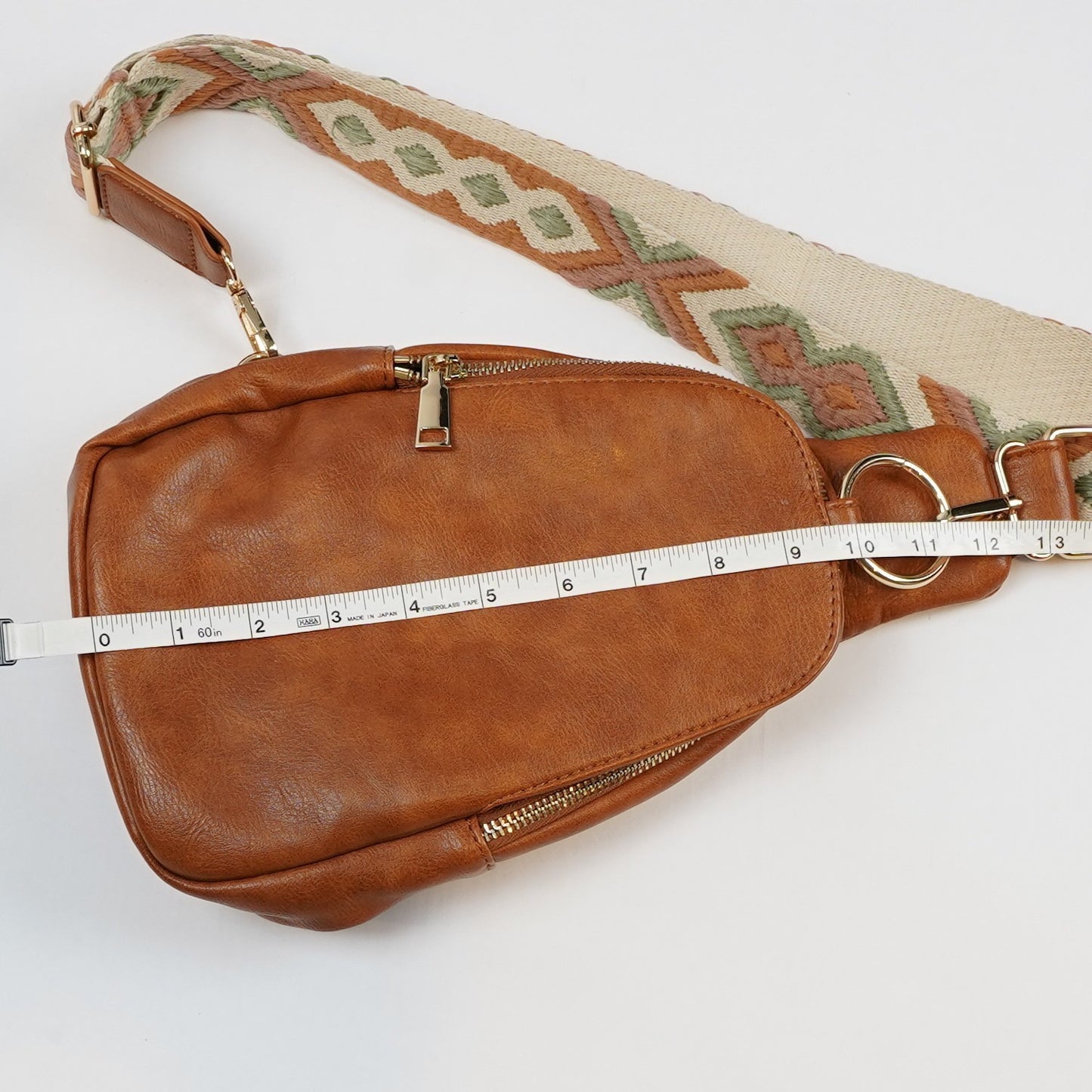 Moda Luxe Aztec Sling Saddlebag Crossbody Camel Brown