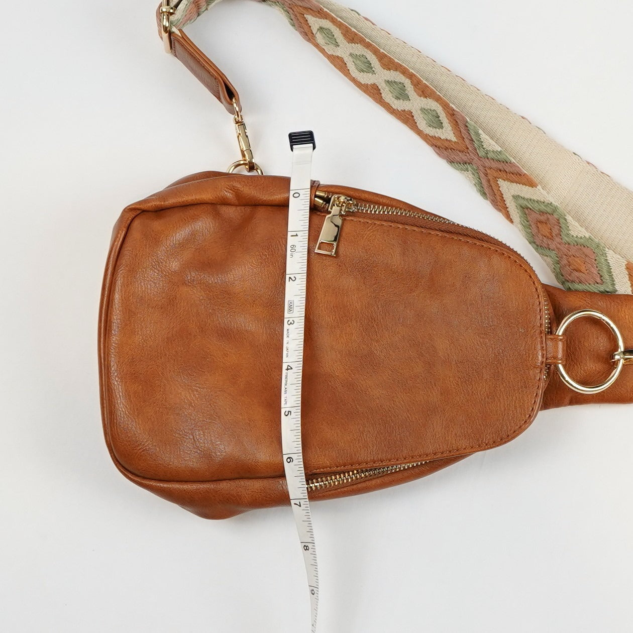 Moda Luxe Aztec Sling Saddlebag Crossbody Camel Brown