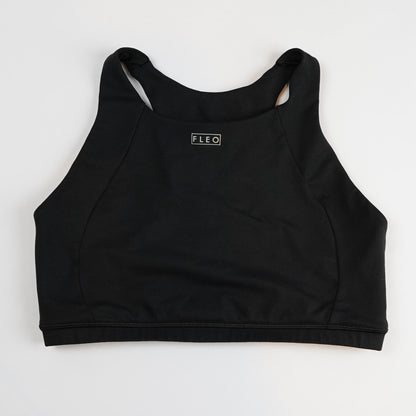 FLEO Jourdaine Black Sports Bra Medium Support High Neck Wide Racerback - XL