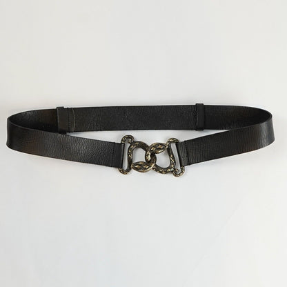 Marciano Leather Statement Belt Gold Snake Buckle - One Size Adjustable Length