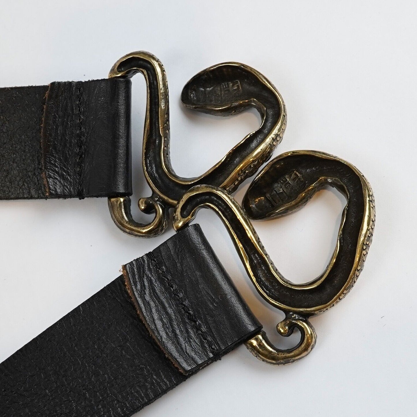 Marciano Leather Statement Belt Gold Snake Buckle - One Size Adjustable Length