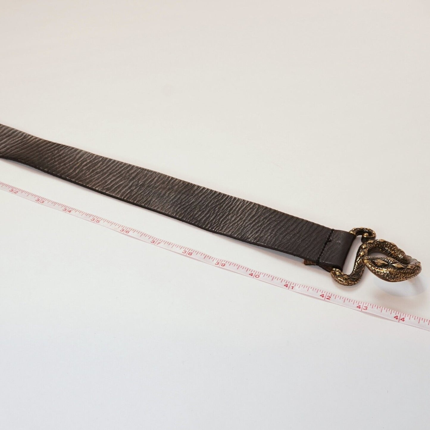 Marciano Leather Statement Belt Gold Snake Buckle - One Size Adjustable Length