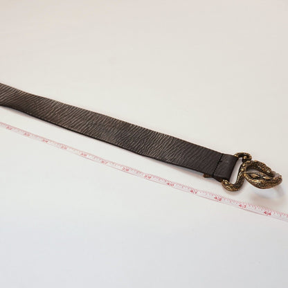 Marciano Leather Statement Belt Gold Snake Buckle - One Size Adjustable Length