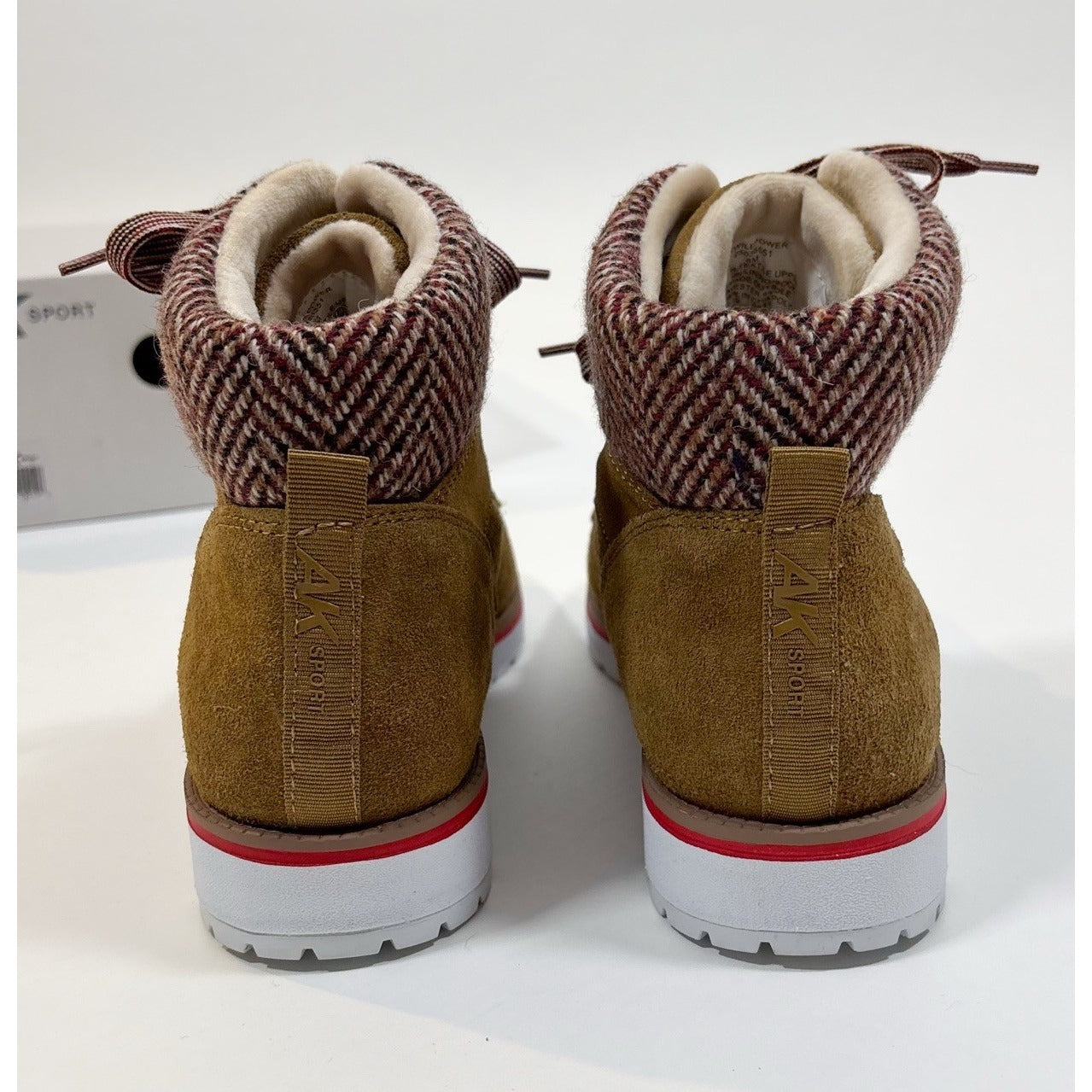 Anne Klein Sport Willpower Lace Up Bootie Cognac Brown Suede -8