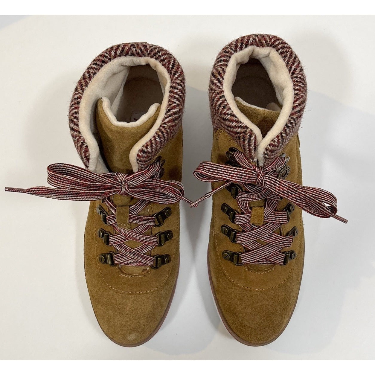 Anne Klein Sport Willpower Lace Up Bootie Cognac Brown Suede -8