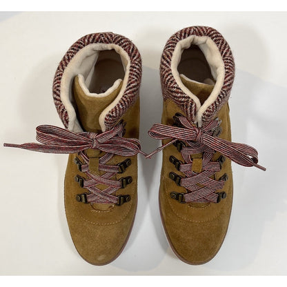 Anne Klein Sport Willpower Lace Up Bootie Cognac Brown Suede -8