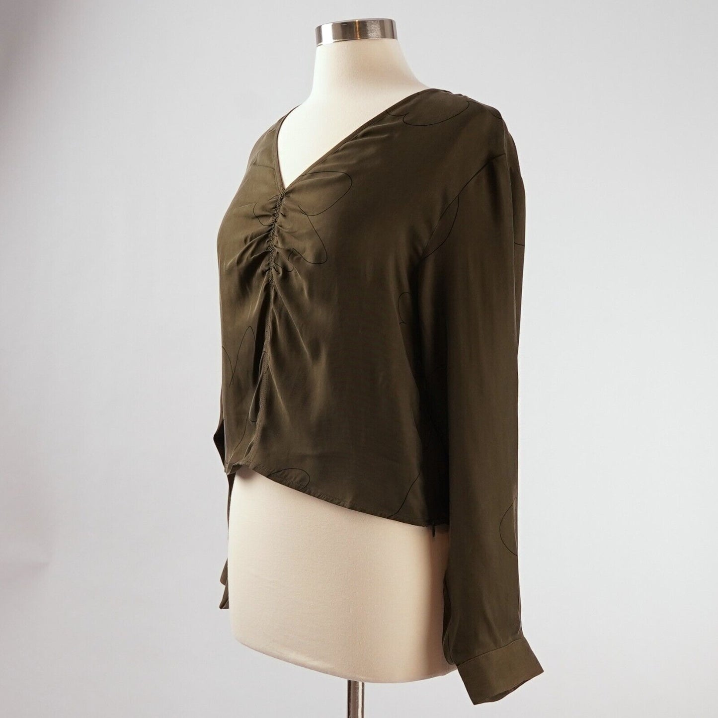 Madewell Brushed Ruched-Front Top Expedition Green - 8