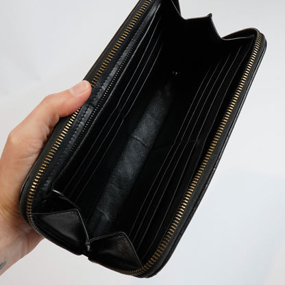 Bottega Veneta Continental Black Intrecciato Leather Zip Wallet 8.5in Oversized