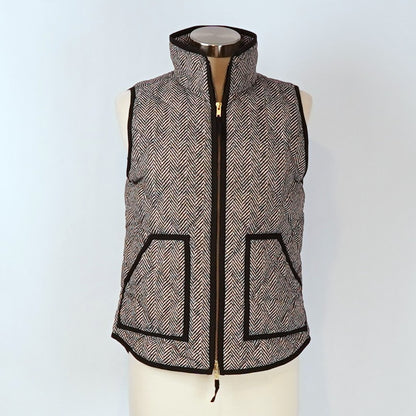 J Crew Excursion Herringbone Printed Quilted Down Puffer Vest  - S