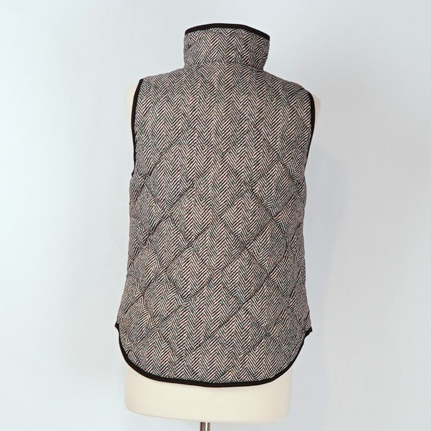 J Crew Excursion Herringbone Printed Quilted Down Puffer Vest  - S