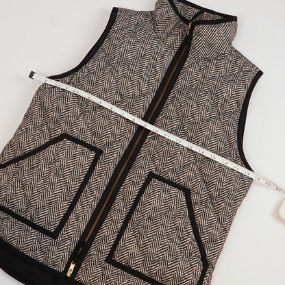 J Crew Excursion Herringbone Printed Quilted Down Puffer Vest  - S