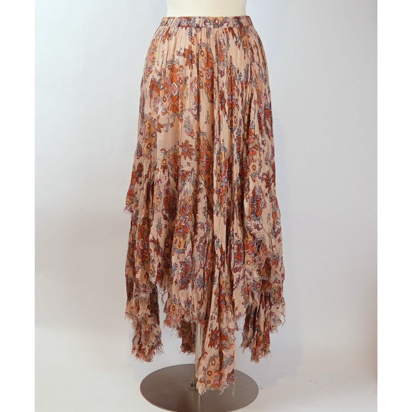 Free People One Clover Skirt Asymmetrical Tiered Pink Floral - S