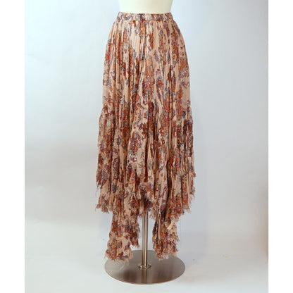 Free People One Clover Skirt Asymmetrical Tiered Pink Floral - S