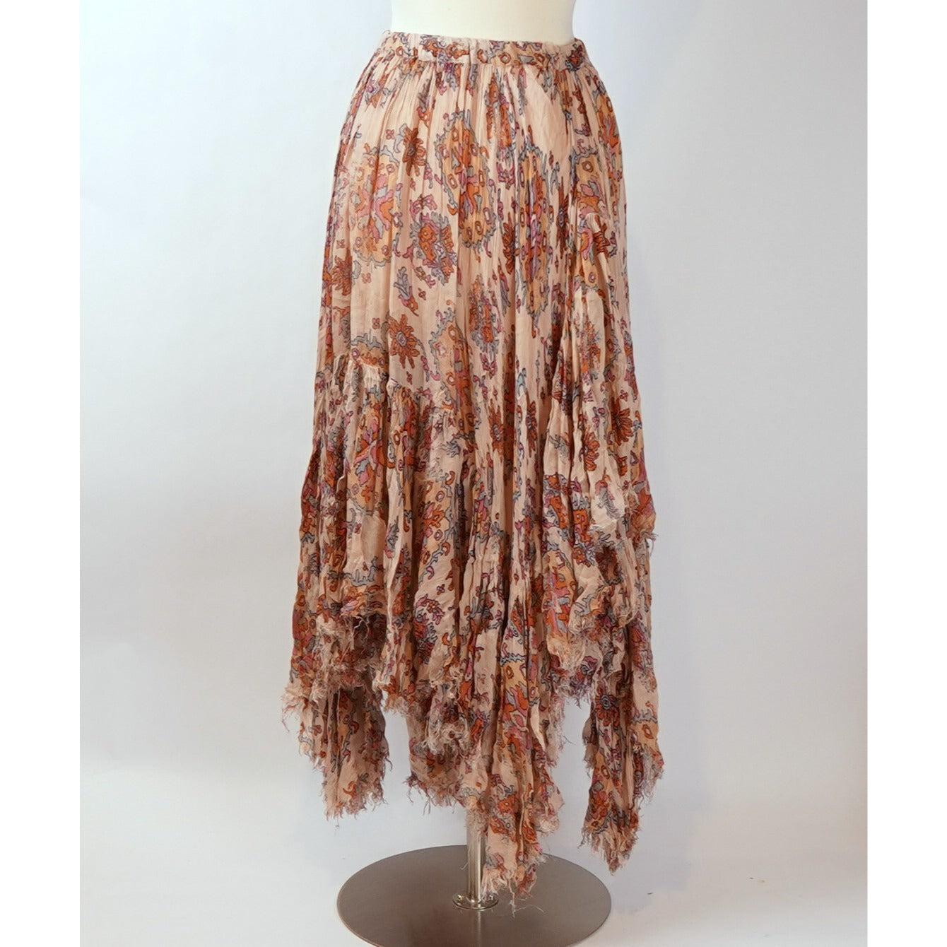 Free People One Clover Skirt Asymmetrical Tiered Pink Floral - S