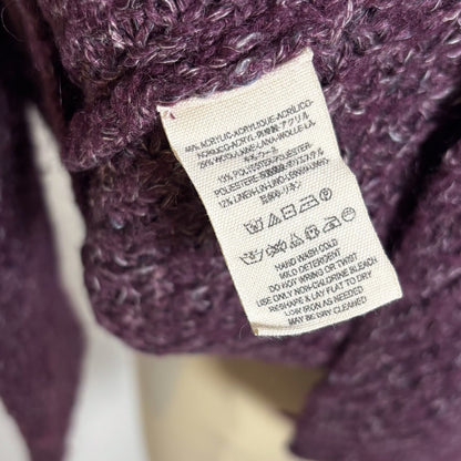 Free People Dylan Tweedy Oversized Purple Turtleneck Chunky Sweater - M