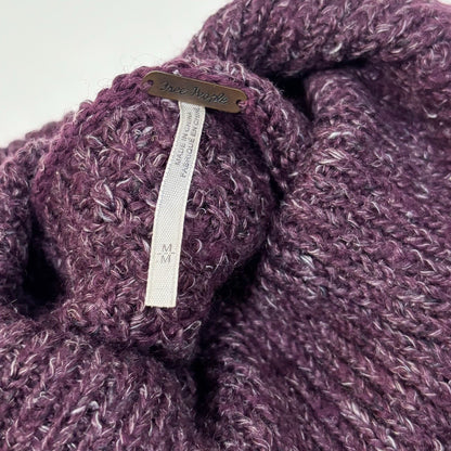 Free People Dylan Tweedy Oversized Purple Turtleneck Chunky Sweater - M