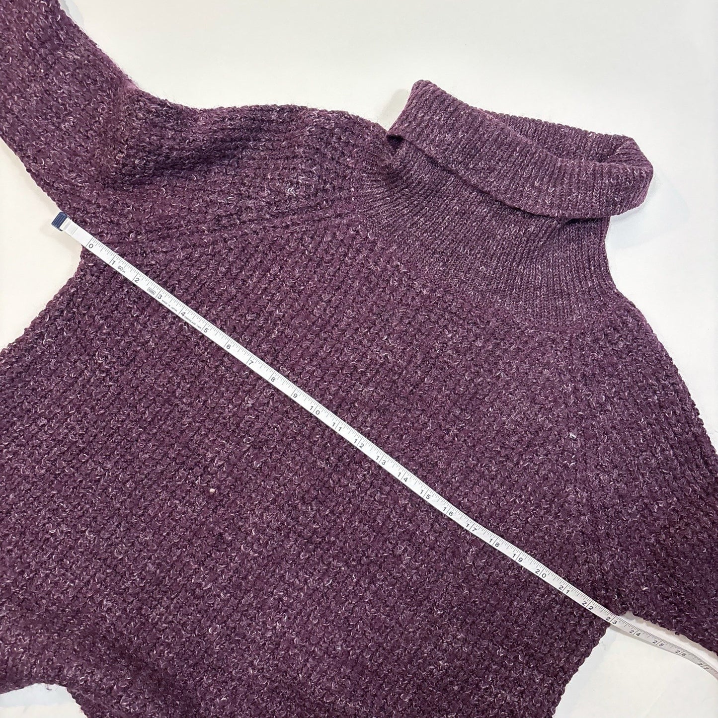 Free People Dylan Tweedy Oversized Purple Turtleneck Chunky Sweater - M