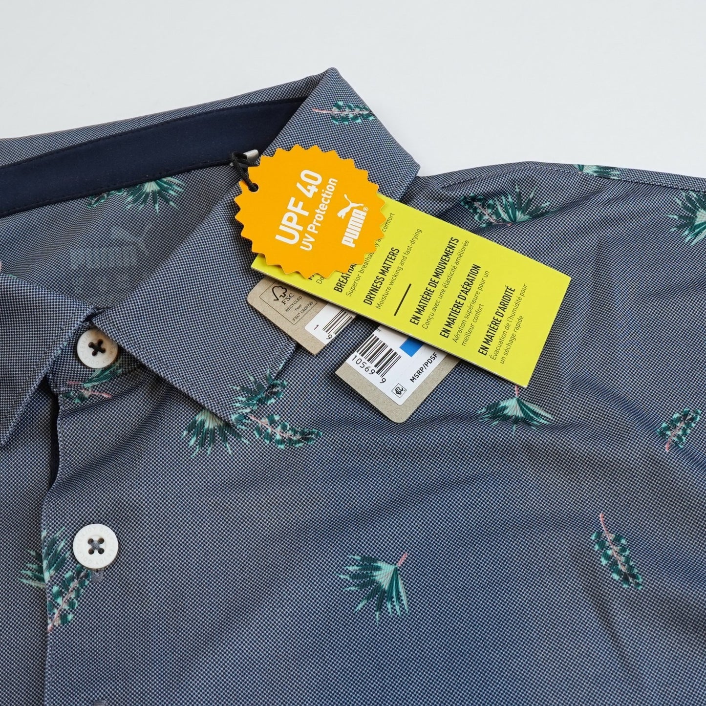 Puma MATTR Micro Polo Golf Shirt Navy Palm - XL