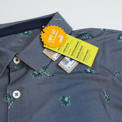 Puma MATTR Micro Polo Golf Shirt Navy Palm - XL