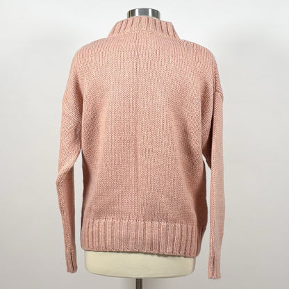 French Connection Blush Pink Knit Mock-Neck Knit Sweater - S