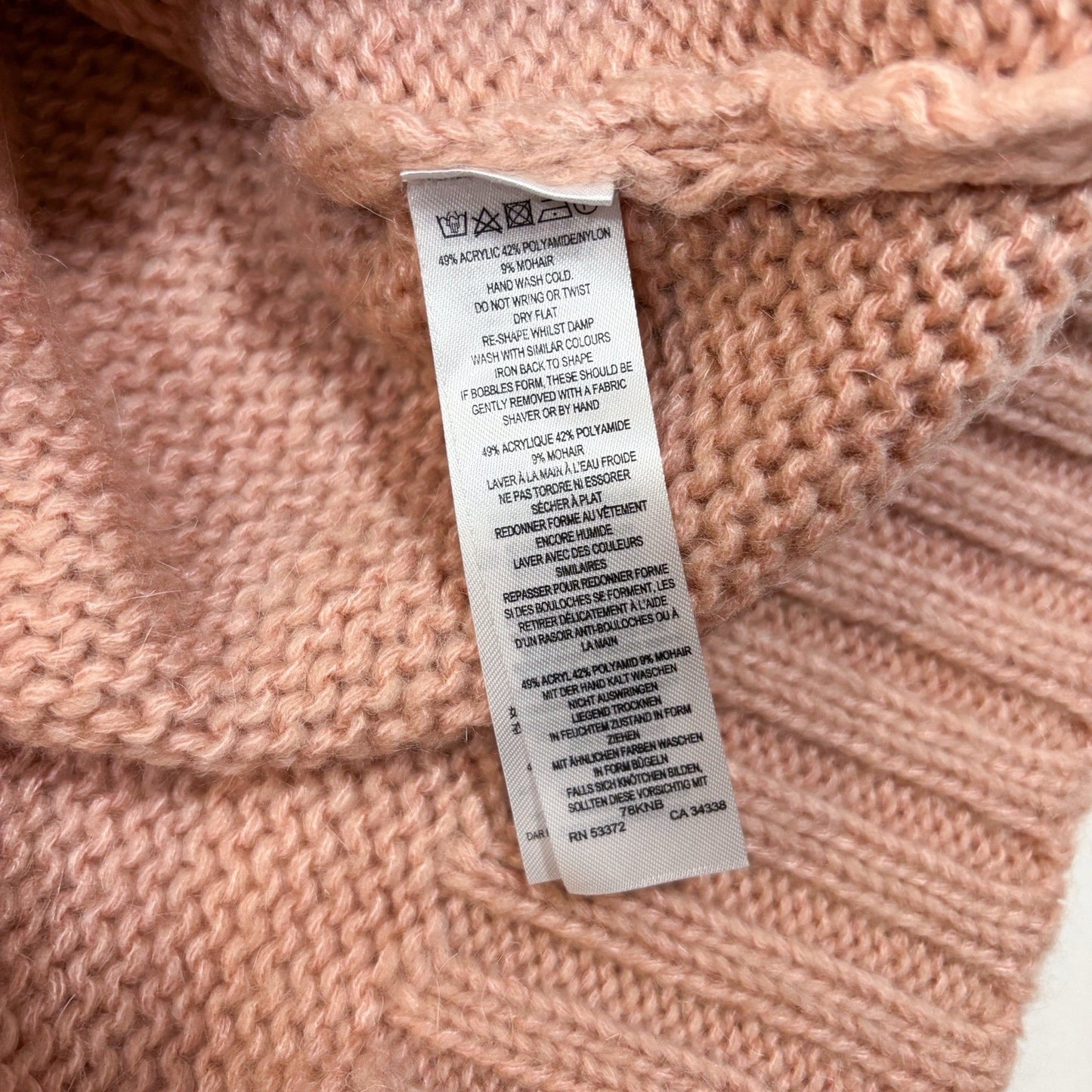French Connection Blush Pink Knit Mock-Neck Knit Sweater - S