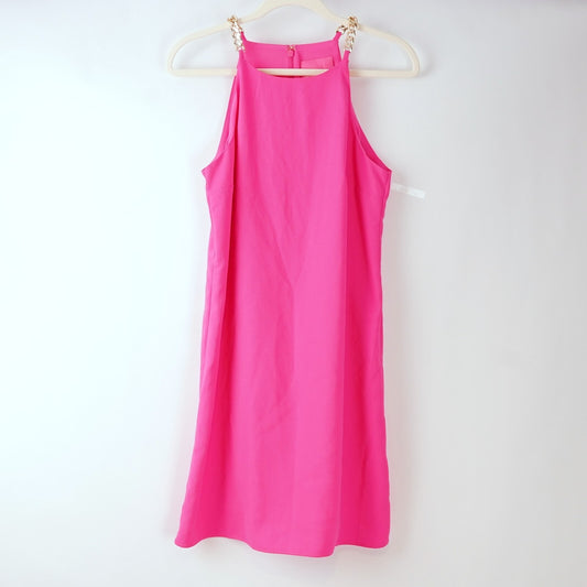 Lilly Pulitzer Adrienne Shift Dress Bright Pink Gold Hardware - 4
