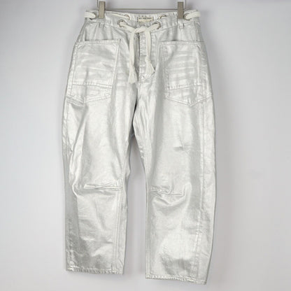 Free People Moxie Metallic Silver Low-Slung Barrel Jeans - 29